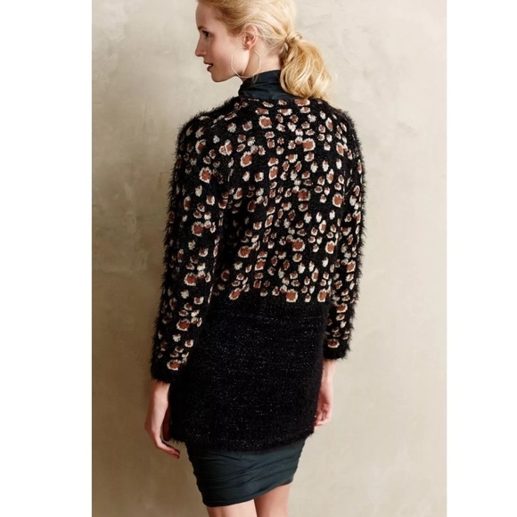 Anthropologie Feathered Leo Cardigan by La Fee Verte - Sz Small Black Motif - Picture 13 of 13